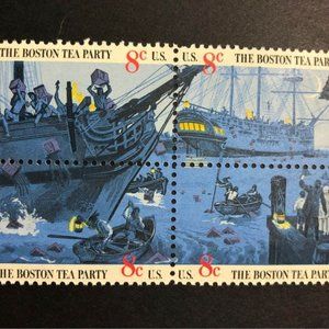 1973 Boston Tea Party 4x6 Framed Stamp Art Unused Vintage USA #FR1483.